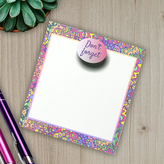 Colourful Girly Hip Doodles Fantasy Don't Forget Notepad (Creator Uploaded)