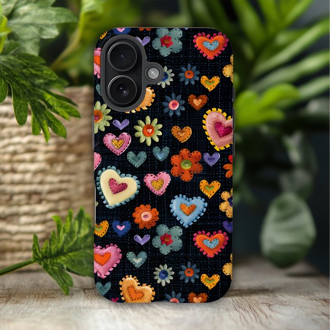 Colourful Girly Love Hearts Flower 3D Pattern Case-Mate iPhone Case (Creator Uploaded)
