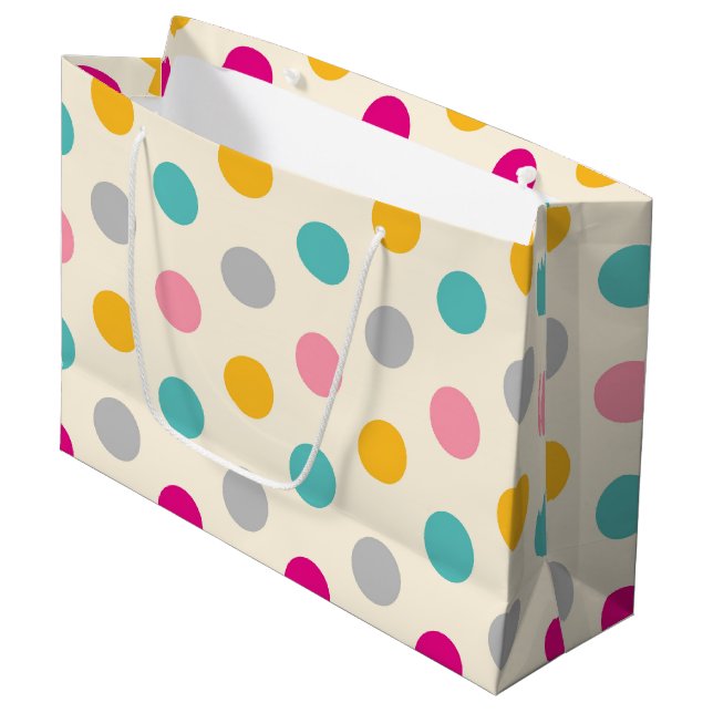Colourful Girly Polka Dots Pattern Gift Bag (Front Angled)