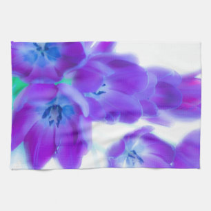 Colourful, girly, romantic, purple tulips kitchen towel