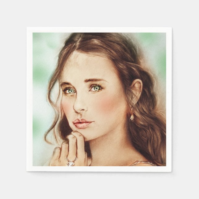 Colourful girly set of napkins - Lady of Spring (Front)