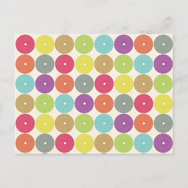 Colourful Girly Spring Pastel Circle Discs Pattern Postcard (Front)