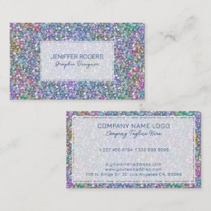 Colourful glam glitter texture business card