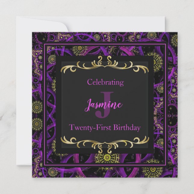 Colourful Glam Gold Birthday Invitation (Front)