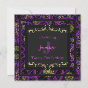 Colourful Glam Gold Birthday Invitation