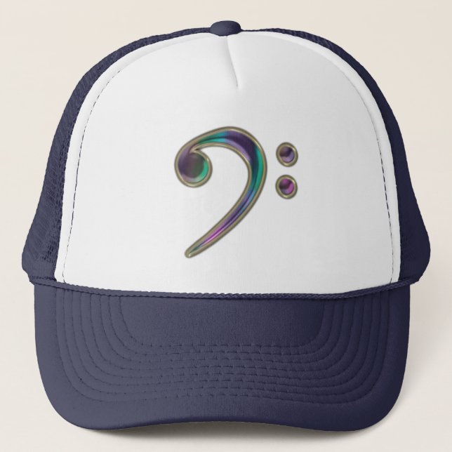 Colourful Glass Bass Clef Music Hat (Front)
