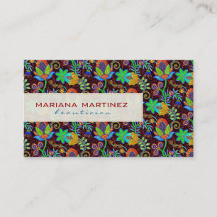 Colourful Glass Beads Look Retro Floral Design 2 Business Card