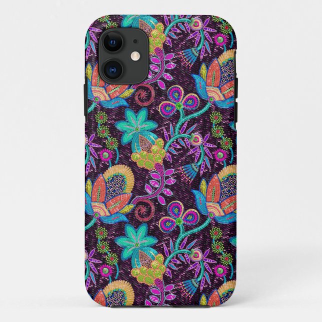 Colourful Glass Beads Look Retro Floral Design 2 Case-Mate iPhone Case (Back)