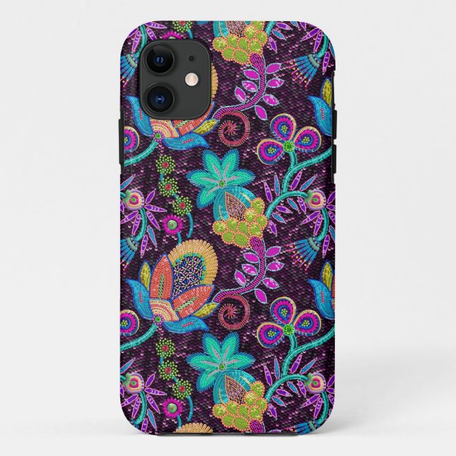 Colourful Glass Beads Look Retro Floral Design Case-Mate iPhone Case (Back)