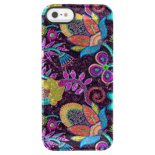 Colourful Glass Beads Look Retro Floral Design Clear iPhone SE/5/5s Case