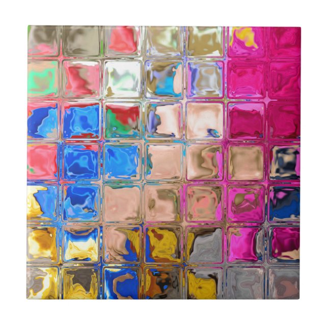 Colourful glass blocks texture tile (Front)