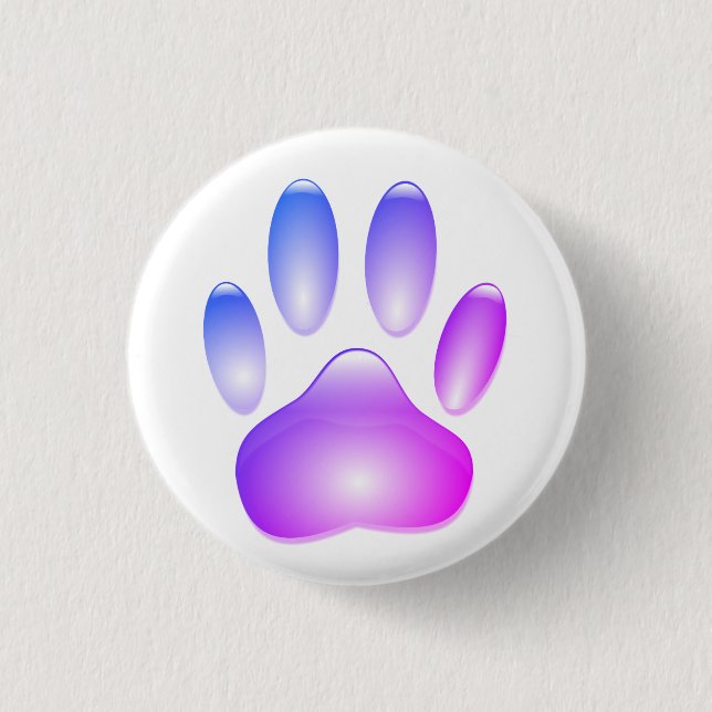 Colourful Glass Dog Paw Print 1 Inch Round Button (Front)