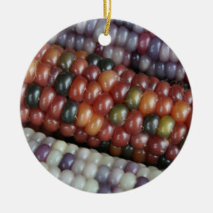 Colourful Glass Gem Corn on the Cob Ceramic Ornament