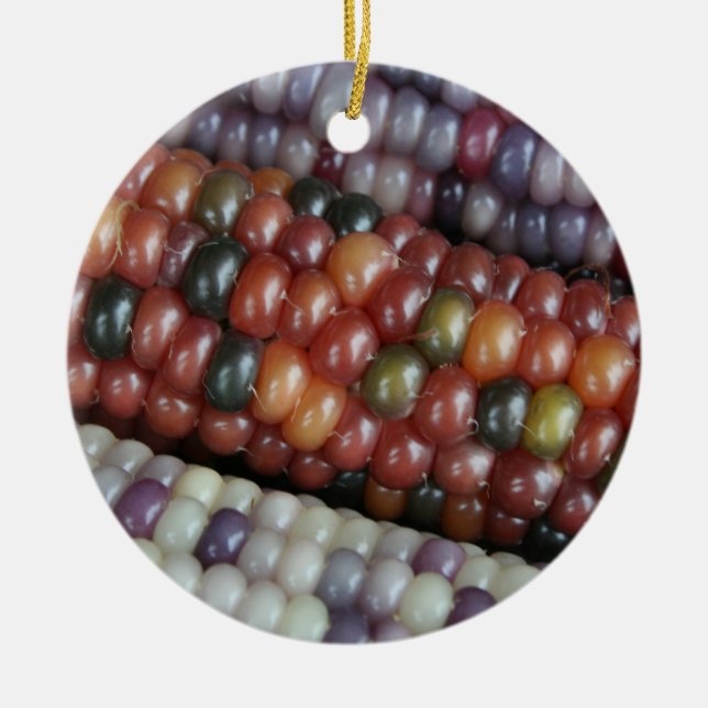 Colourful Glass Gem Corn on the Cob Ceramic Ornament (Front)
