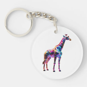 Colourful Glass Giraffe Art Keychain