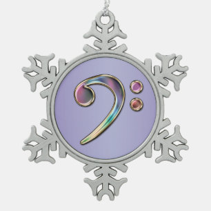 Colourful Glass Music Bass Clef Snowflake Ornament