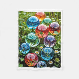 Colourful Glass Orbs in Clover Grass Fleece Blanke Blanket