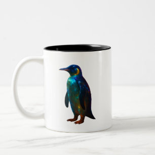 Colourful Glass Penguin Art Two-Tone Coffee Mug
