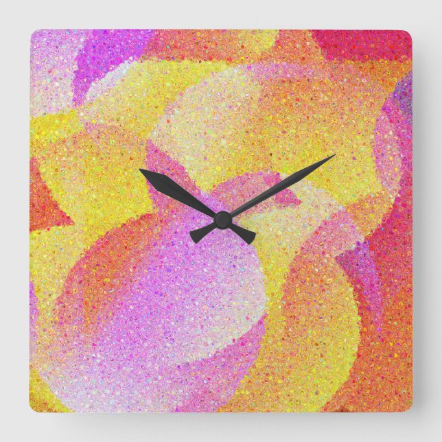 Colourful Glass Square Wall Clock (Front)