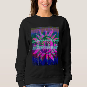 Colourful Glitched Sun Noise Vaporwave Sweatshirt