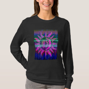 Colourful Glitched Sun Noise Vaporwave T-Shirt