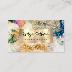 Colourful Glitter and Watercolor Business Card