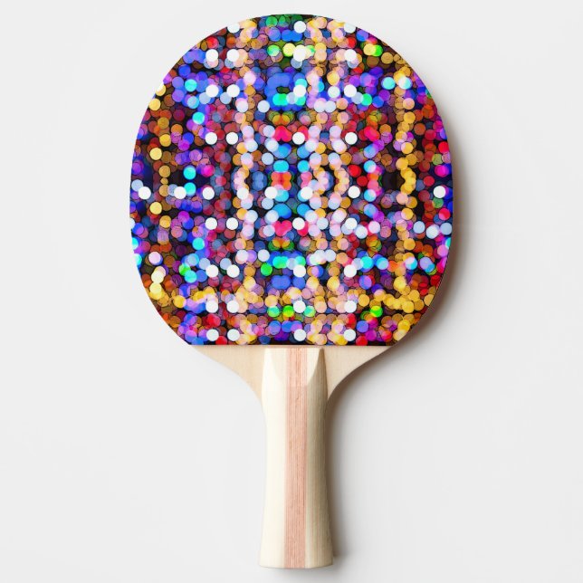 Colourful glitter art ping pong paddle (Front)