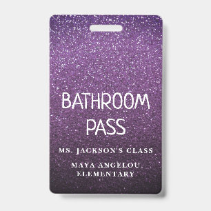 Colourful Glitter Back To School Bathroom Hall Pas Badge