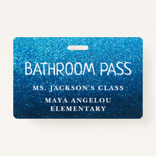 Colourful Glitter Back To School Bathroom Hall Pas Badge
