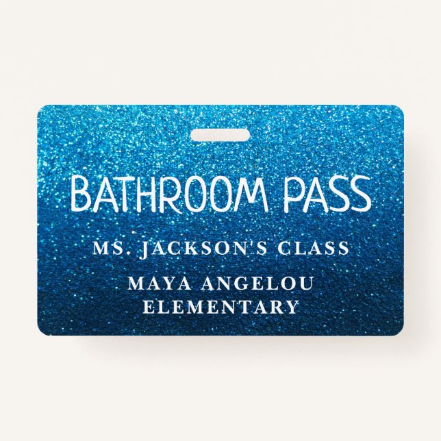 Colourful Glitter Back To School Bathroom Hall Pas Badge (Back)