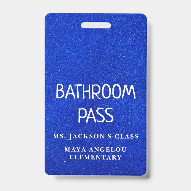 Colourful Glitter Back To School Bathroom Hall Pas Badge (Front)