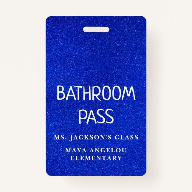 Colourful Glitter Back To School Bathroom Hall Pas Badge (Back)
