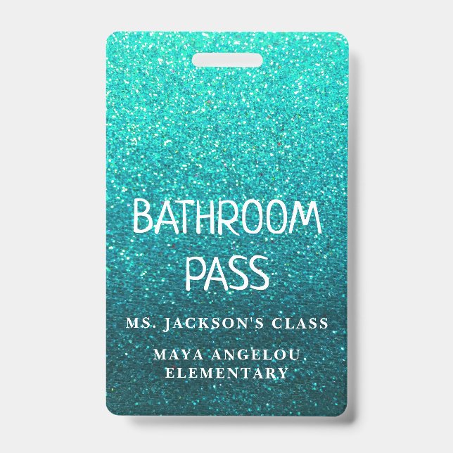Colourful Glitter Back To School Bathroom Hall Pas Badge (Front)
