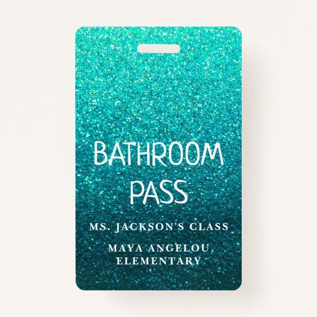 Colourful Glitter Back To School Bathroom Hall Pas Badge (Back)