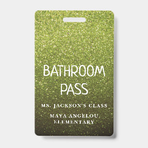 Colourful Glitter Back To School Bathroom Hall Pas Badge