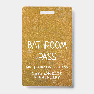 Colourful Glitter Back To School Bathroom Hall Pas Badge