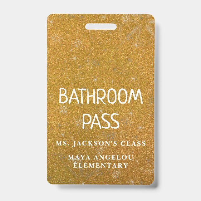 Colourful Glitter Back To School Bathroom Hall Pas Badge (Front)