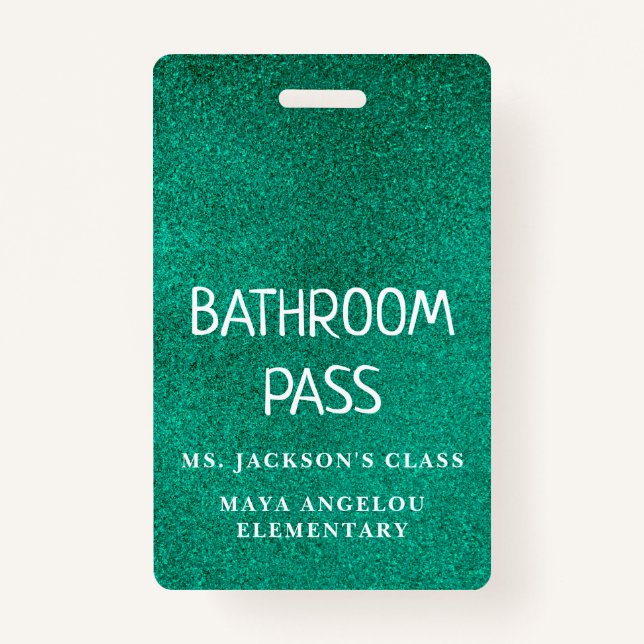 Colourful Glitter Back To School Bathroom Hall Pas Badge (Back)