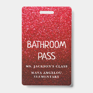 Colourful Glitter Back To School Bathroom Hall Pas Badge
