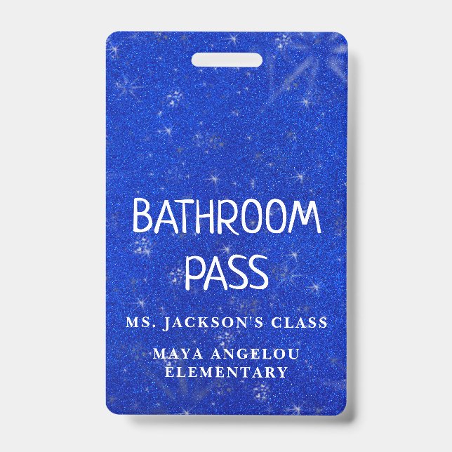Colourful Glitter Back To School Bathroom Hall Pas Badge (Front)