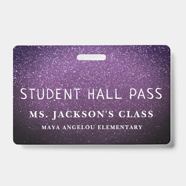 Colourful Glitter Back To School Students Hall Pas Badge (Front)