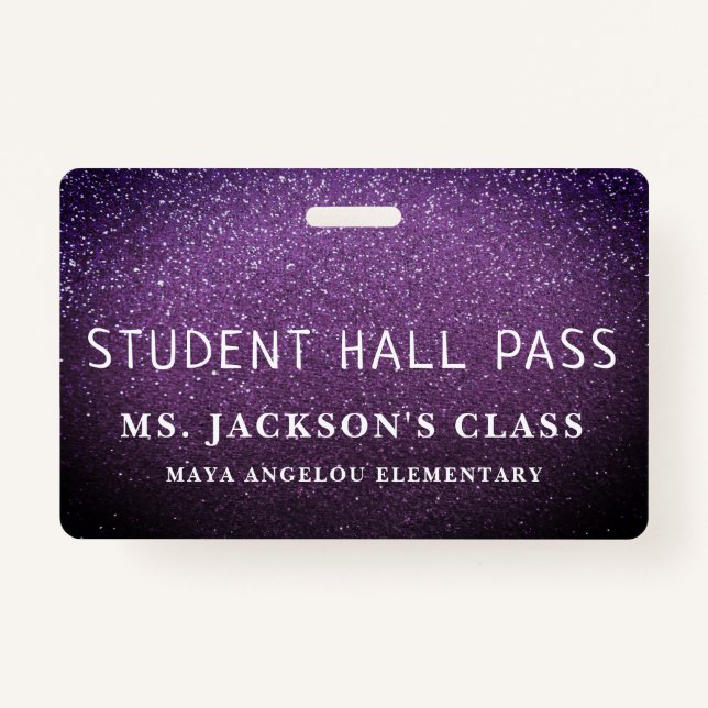 Colourful Glitter Back To School Students Hall Pas Badge (Front)