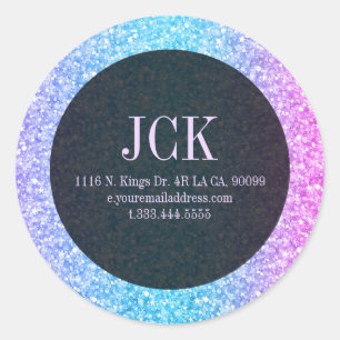 Colourful Glitter Black Accents Classic Round Sticker