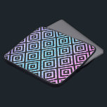 Colourful Glitter & Black Geometric Pattern Laptop Sleeve<br><div class="desc">Elegant black modern geometric pattern over glitter in blue pink and purple.</div>