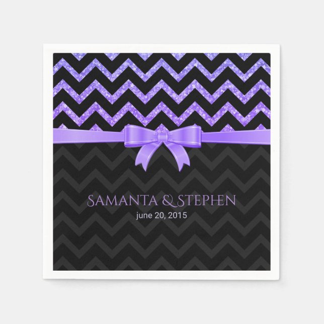 Colourful Glitter Black Zigzag Chevron Pattern Napkin (Front)