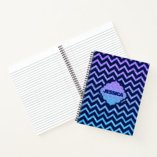 Colourful Glitter Blue Chevron Pattern Notebook