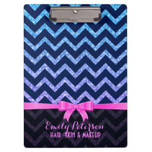 Colourful Glitter Blue Zigzag Chevron Pattern Clipboard