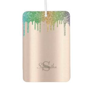 Colourful Glitter Drips, Monogram Air Freshener