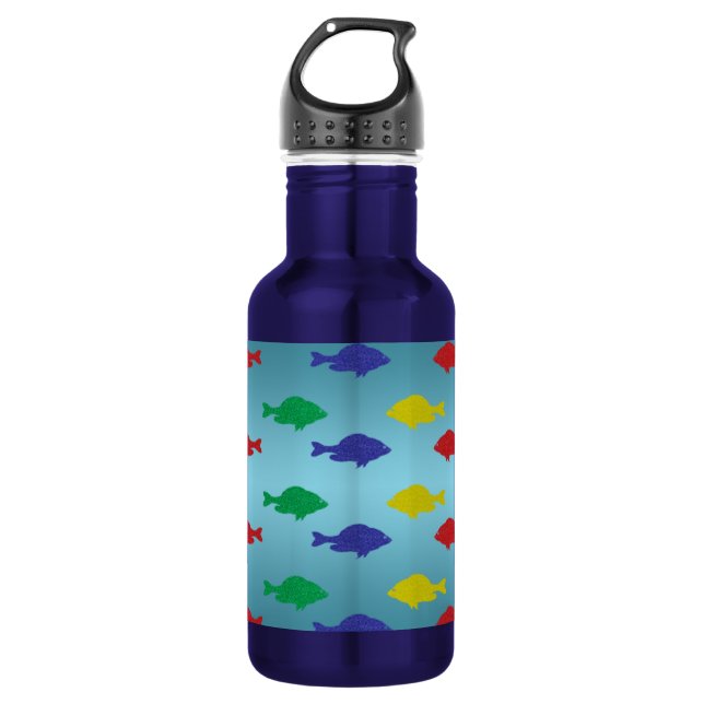 Colourful Glitter Fish 532 Ml Water Bottle (Front)