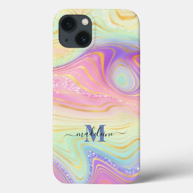 Colourful Glitter Iridescent Marble Agate Case-Mat Case-Mate iPhone Case (Back)